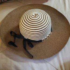 White and brown hat